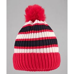 Babyhug Knit Striped Woollen Cap Blue & Brown - Diameter 9 cm