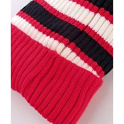 Babyhug Knit Striped Woollen Cap Blue & Brown - Diameter 9 cm