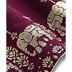 Babyhug Cotton Blend Full Sleeves Kurta Dhoti Set with Foil Floral & Elephant Print - Maroon