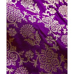 Babyhug Brocade Full Sleeves Kurta Pajama Set with Floral Embroidery - Purple