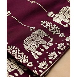 Babyhug Woven Full Sleeves Solid Kurta Payjama Set with Foil Floral & Elephant Printed Nehru Jacket - Maroon