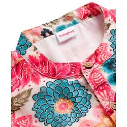 Babyhug Rayon Woven Full Sleeves Kurta Pajama Set With Floral Print - Multicolour