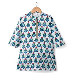 Babyhug Cambric Full Sleeves Floral Printed Kurta Dhoti Set - White