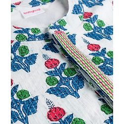 Babyhug Cambric Full Sleeves Floral Printed Kurta Dhoti Set - White