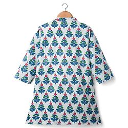 Babyhug Cambric Full Sleeves Floral Printed Kurta Dhoti Set - White