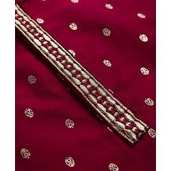 Babyhug Cotton Blend Full Sleeves Foil Printed Kurta Dhoti Set with Lace Detailing - Red