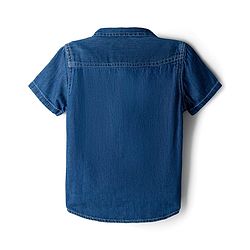 Babyhug Cotton Woven Half Sleeves Washed Shirt With Text Print - Blue