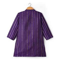 Babyhug Cotton Blend Woven Full Sleeves Kurta Dhoti Set Foil Print - Purple