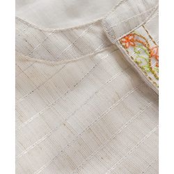 Babyhug Lurex Dobby Woven Full Sleeves Kurta Pajam Set Floral Print - Beige