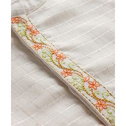 Babyhug Lurex Dobby Woven Full Sleeves Kurta Pajam Set Floral Print - Beige