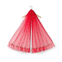 Babyhug Silk Woven Three Fourth Sleeves Choli Lehenga & Dupatta Set With Sequin Detailing & Floral Embroidery - Red