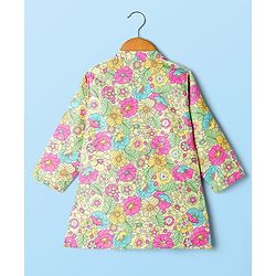 Babyhug Woven Full Sleeves Cambric Floral Printed Kurta Dhoti Set - Multicolor