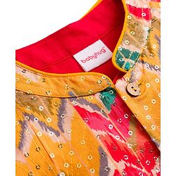 Babyhug 100% Cotton Cambric Full Sleeves Kurta Pajama Set with Jacket Embroidery & Sequin Detailing - Red