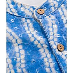 Babyhug Woven Full Sleeves Kurta Pajama Set with Hakkoba Embroidery & Sequin Detailing - Blue