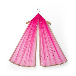 Babyhug Brocade Woven Half Puffed Sleeves Pattu Pavda Lehenga Set with Dupatta & Embroidery - Purple & Fuchsia