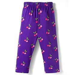 Babyhug Cotton Knit Full Sleeves Co-ords Night Suit With Tropical Theme Print - Violet