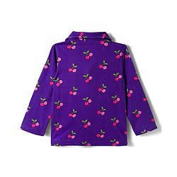 Babyhug Cotton Knit Full Sleeves Co-ords Night Suit With Tropical Theme Print - Violet