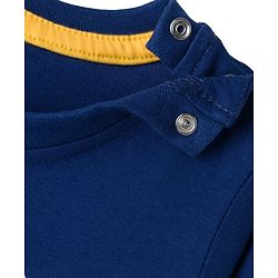 Babyhug 100% Cotton Knit  Full Sleeves T-Shirt with Stay Cool & Dino Print - Navy Blue