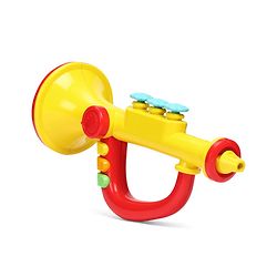 Babyhug Interactive Musical Trumpet Toy with Flashing Lights & Music - Red & Yellow| Learning Toy for Toddlers| Battery Operated | BIS Certified| Toy for 12+ Months Boys & Girls| Gifting Option