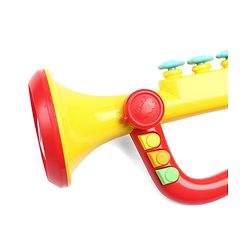 Babyhug Interactive Musical Trumpet Toy with Flashing Lights & Music - Red & Yellow| Learning Toy for Toddlers| Battery Operated | BIS Certified| Toy for 12+ Months Boys & Girls| Gifting Option