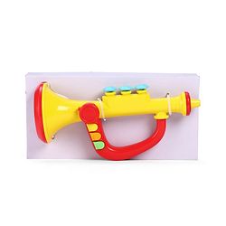 Babyhug Interactive Musical Trumpet Toy with Flashing Lights & Music - Red & Yellow| Learning Toy for Toddlers| Battery Operated | BIS Certified| Toy for 12+ Months Boys & Girls| Gifting Option
