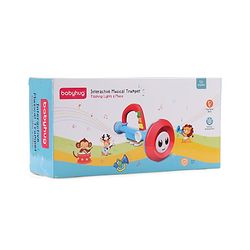 Babyhug Interactive Musical Trumpet Toy with Flashing Lights & Music - Red & Yellow| Learning Toy for Toddlers| Battery Operated | BIS Certified| Toy for 12+ Months Boys & Girls| Gifting Option