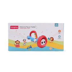 Babyhug Interactive Musical Trumpet Toy with Flashing Lights & Music - Red & Yellow| Learning Toy for Toddlers| Battery Operated | BIS Certified| Toy for 12+ Months Boys & Girls| Gifting Option