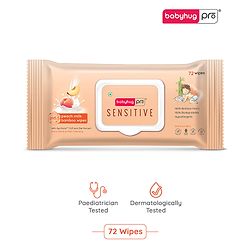 Babyhug Pro Sensitive pH 5.5 Peach Milk Bamboo Wipes - 72 Wipes