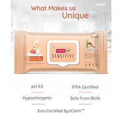 Babyhug Pro Sensitive pH 5.5 Peach Milk Bamboo Wipes - 72 Wipes