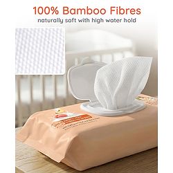 Babyhug Pro Sensitive pH 5.5 Peach Milk Bamboo Wipes - 72 Wipes