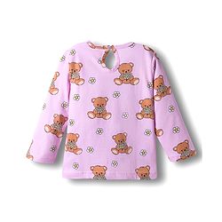 Babyhug Cotton Knit Full Sleeves Co-ords Night Suit With Bear Print - Pink