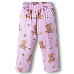 Babyhug Cotton Knit Full Sleeves Co-ords Night Suit With Bear Print - Pink