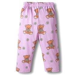 Babyhug Cotton Knit Full Sleeves Co-ords Night Suit With Bear Print - Pink