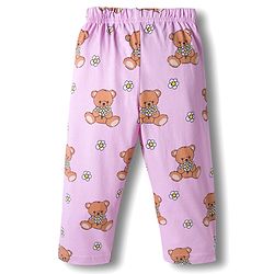 Babyhug Cotton Knit Full Sleeves Co-ords Night Suit With Bear Print - Pink