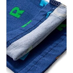 Babyhug Cotton Knit Full Sleeves Co-ords Night Suit With Alphabets Print - Navy Blue