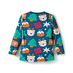 Babyhug 100% Cotton Knit Full Sleeves Co-ords Night Suit With Animal Print - Teal Blue