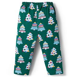Babyhug Cotton Knit Full Sleeves Co-ord Night Suit with X-Mas Tree Print - Green