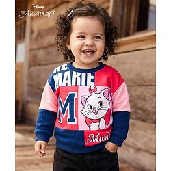 Babyhug Disney Terry Knit Drop Shoulder Full Sleeves Sweatshirt With Marie Graphics - Multicolor