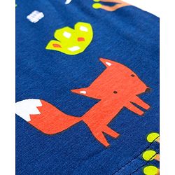 Babyhug Cotton Knit Full Sleeves Co-ord Night Suit With Fox Print - Navy Blue