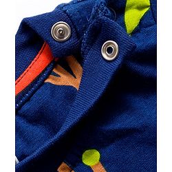Babyhug Cotton Knit Full Sleeves Co-ord Night Suit With Fox Print - Navy Blue