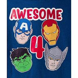 Babyhug Marvel Terry Knit Drop Shoulder Full Sleeves Hooded Sweatjacket with Front and Back Avengers Graphics - Navy Blue