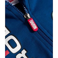 Babyhug Marvel Terry Knit Drop Shoulder Full Sleeves Hooded Sweatjacket with Front and Back Avengers Graphics - Navy Blue