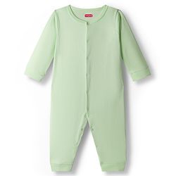 Babyhug 100% Cotton Interlock Knit Full Sleeves Solid Colour Romper - Green