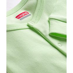 Babyhug 100% Cotton Interlock Knit Full Sleeves Solid Colour Romper - Green