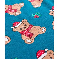 Babyhug Cotton Knit Full Sleeves Co-ord Night Suit With Teddy Bear Print - Blue