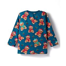 Babyhug Cotton Knit Full Sleeves Co-ord Night Suit With Teddy Bear Print - Blue