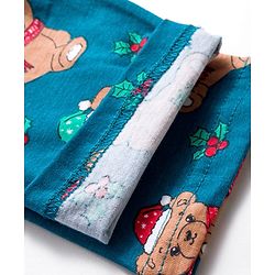 Babyhug Cotton Knit Full Sleeves Co-ord Night Suit With Teddy Bear Print - Blue