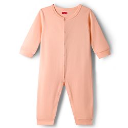 Babyhug 100% Cotton Interlock Knit Full Sleeves Solid Colour Romper - Orange