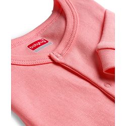 Babyhug 100% Cotton Knit Full Sleeves Solid Color Romper - Pink