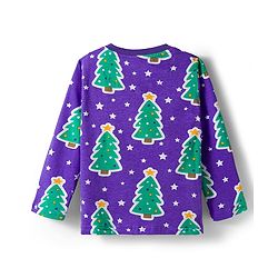 Babyhug Cotton Knit Full Sleeves Co-ords Night Suit with Christmas Print - Purple
